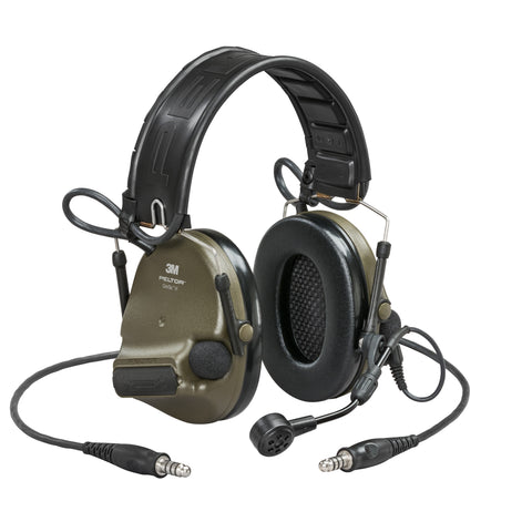 Headset - 3M™ PELTOR™ ComTac™ VI NIB, foldable, dual lead, standard dynamic mic, MI input, NATO wiring, Green