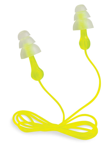 Earplugs - Peltor™ Sport Tri-Flange™ Corded Reusable 97317-10DC, 3 Pair Pack Neon Yellow